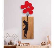 Fali dekoráció 34x99 cm lány fa/fém