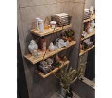Fali polc 70x60 cm arany/barna