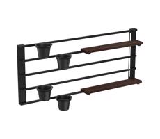 Fali polc virágcserepekkel és LED világítással SHELF 50x118 cm fekete/barna