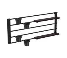 Fali polc virágcserepekkel és LED világítással SHELF 50x118 cm fekete/fenyő