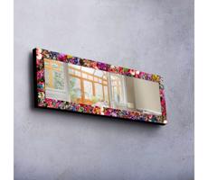 Fali tükör 120x40 cm fenyő/Virágok