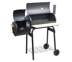 Faszén grill füstölővel fekete/fa