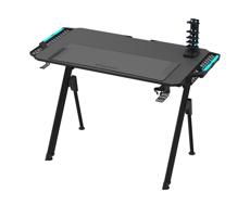 Gaming asztal FALCON LED RGB háttérvilágítással 116x60 cm fekete