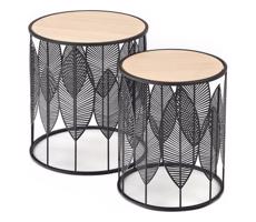 Halmar KÉSZLET 2x Kávésasztal FOLLA átm. 33/40 cm fekete