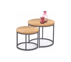 Halmar KÉSZLET 2x Kávésasztal OREO átm. 43/53 cm antracit/arany tölgy