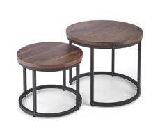 Halmar KÉSZLET 2x Kávésasztal OREO átm. 43/53 cm fekete/dió