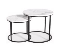 Halmar KÉSZLET 2x Kávésasztal OREO átm. 43/53 cm fekete/márvány dekoráció