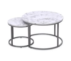 Halmar KÉSZLET 2x Kávésasztal PAOLA átm. 38/60 cm szürke/márvány dekoráció