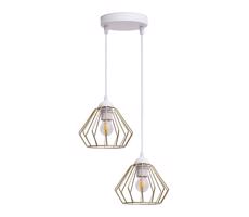 HEXE Csillár zsinóron CEED GOLD 2xE27/60W/230V átm. 28 cm fehér/arany