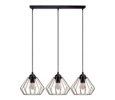 HEXE Csillár zsinóron CEED GOLD 3xE27/60W/230V fekete/arany