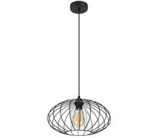 HEXE Csillár zsinóron CORRINI 1xE27/60W/230V átm. 34 cm fekete/átlátszó