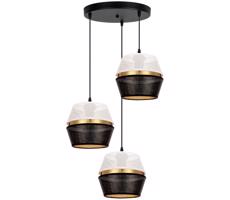 HEXE Csillár zsinóron PARIS 3xE27/60W/230V á. 45 cm fehér/fekete/arany