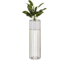 HowHomely Fém virágcserép LOFT 70x20 cm arany/fehér