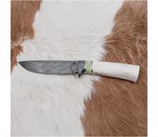 Jiří Čurda Exkluzív damaszkuszi kés 13 cm szerpentinit/rénszarvas agancs