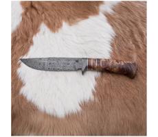 Jiří Čurda Exkluzív damaszkuszi kés 14,4 cm gesztenyefa/mamutfog