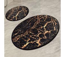 KÉSZLET 2x Fürdőszoba szőnyeg GOLDES 60/100 cm fekete/arany