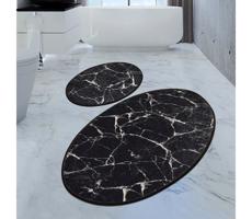 KÉSZLET 2x Fürdőszoba szőnyeg MARBLE 50x60/60x100 cm fekete