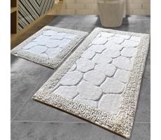 KÉSZLET 2x Fürdőszoba szőnyeg STONE 60/100 cm fehér