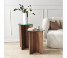 KÉSZLET 2x Kisasztal LILY átm. 40 cm barna/átlátszó