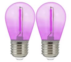 KÉSZLET 2x LED Izzó PARTY E27/0,3W/36V lila