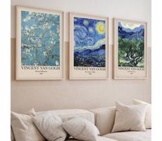 KÉSZLET 3x Kép képkeretben 50x70 cm Vincent van Gogh