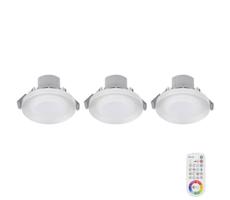 KÉSZLET 3x LED RGB Fürdőszobai beépíthető lámpa ARGON LED/7,3W/230V IP44 + távirányító
