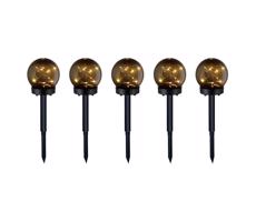 KÉSZLET 5x LED Napelemes lámpa 5xLED/0,12W/1,2V 3000K IP44 fekete