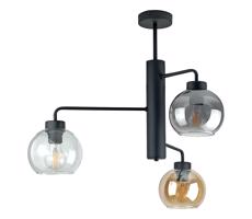 Keter Lighting Csillár rúdon FLEX 3xE27/60W/230V fekete/füstös fekete/füstös bézs/átlátszó