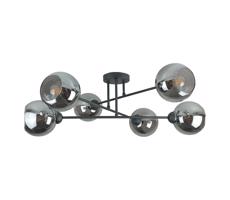 Keter Lighting Csillár rúdon VASCO 6xE27/60W/230V fekete/füstös fekete