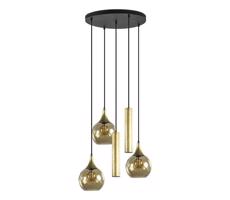 Keter Lighting Csillár zsinóron CALYPSO 2xGU10/60W/230V + 3xE27/60W fekete/arany