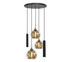 Keter Lighting Csillár zsinóron CALYPSO 2xGU10/60W/230V + 3xE27/60W fekete/arany