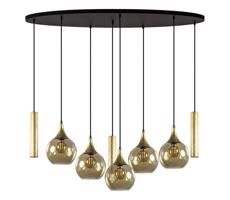 Keter Lighting Csillár zsinóron CALYPSO 3xGU10/60W/230V + 5xE27/60W fekete/arany
