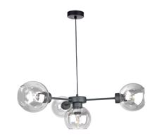 Keter Lighting Csillár zsinóron KALIOPE 4xE27/60W/230V fekete/átlátszó