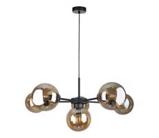 Keter Lighting Csillár zsinóron KALIOPE II 6xE27/60W/230V fekete/füstös bézs