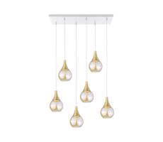 Keter Lighting Csillár zsinóron LACRIMA HONEY 6xE27/60W/230V fehér/arany/füstös bézs