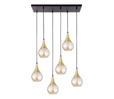 Keter Lighting Csillár zsinóron LACRIMA HONEY 6xE27/60W/230V fekete/arany/füstös bézs