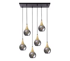 Keter Lighting Csillár zsinóron LACRIMA SMOKY 6xE27/60W/230V fekete/arany/füstös fekete
