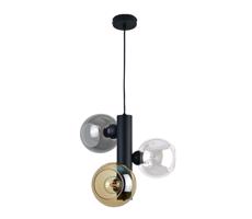 Keter Lighting Csillár zsinóron TUBE 3xE27/60W/230V fekete/füstös bézs/átlátszó