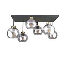 Keter Lighting Felületre szerelhető csillár  NESSA 6xE27/60W/230V fekete/arany/átlátszó