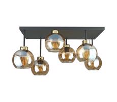 Keter Lighting Felületre szerelhető csillár  NESSA 6xE27/60W/230V fekete/arany/füstös bézs