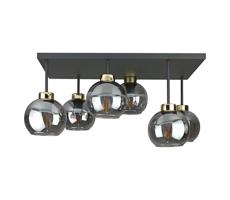 Keter Lighting Felületre szerelhető csillár  NESSA 6xE27/60W/230V fekete/arany/füstös fekete