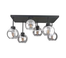Keter Lighting Felületre szerelhető csillár  NESSA 6xE27/60W/230V fekete/átlátszó
