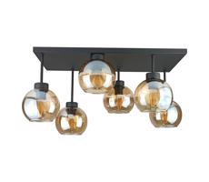 Keter Lighting Felületre szerelhető csillár  NESSA 6xE27/60W/230V fekete/füstös bézs
