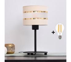LED Asztali lámpa HELEN 1xE27/15W/230V krém/fekete/arany