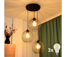 LED Csillár zsinóron MERCURE 3xE27/15W/230V ø 50 cm fekete
