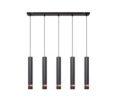 LED Csillár zsinóron TUBA 5xGU10/6,5W/230V fekete/réz