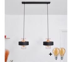LED Csillár zsinóron VOLTA 2xE27/15W/230V fekete/arany