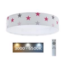 LED Dimmelhető lámpa GALAXY KIDS LED/24W/230V csillagok fehér/rózsaszín/szürke + távirányító