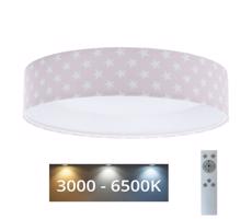LED Dimmelhető lámpa GALAXY KIDS LED/24W/230V csillagok rózsaszín/fehér + távirányító