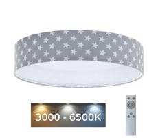 LED Dimmelhető lámpa GALAXY KIDS LED/24W/230V csillagok szürke/fehér + távirányító